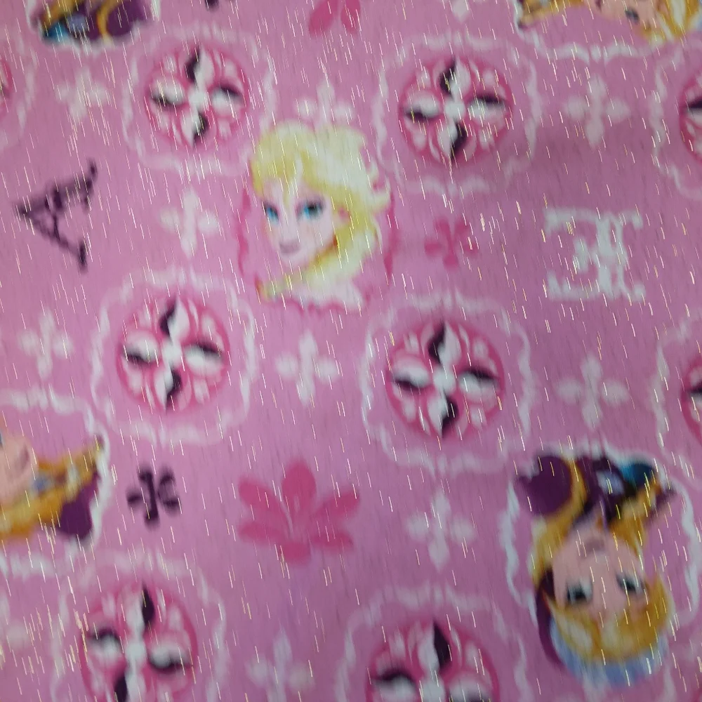 FABRIC Disney Frozen Fabric, Elsa & Ana Patch On Glitter Pink, 2.5 Yards